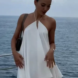 Sexy Hollow Out Beach Dresses 2025 Women's Elegant Off Shoulder Party Vestidos Sleeveless Backless High Street Lady Summer Dress